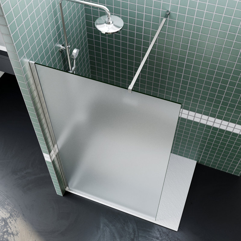 Walk in Shower Enclosure With Full Frosted Easy Clean Safety Glass, Silver, 100"