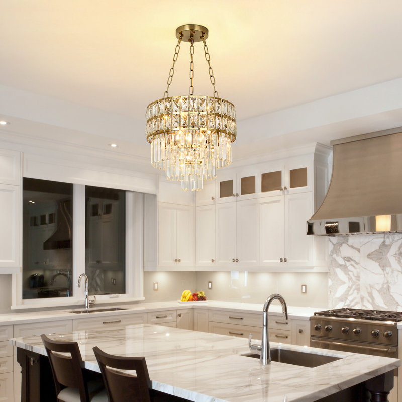 Imma Crystal Empire Chandelier, Gold, 12.9" H x 15.7" W x 15.7" D