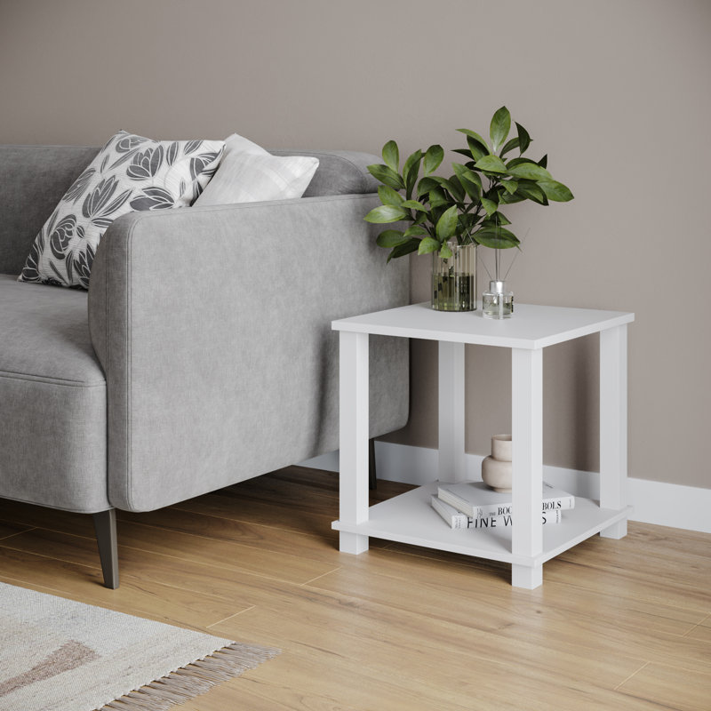 Shavar 39.5cm W Solid Wood Bedside Table, White