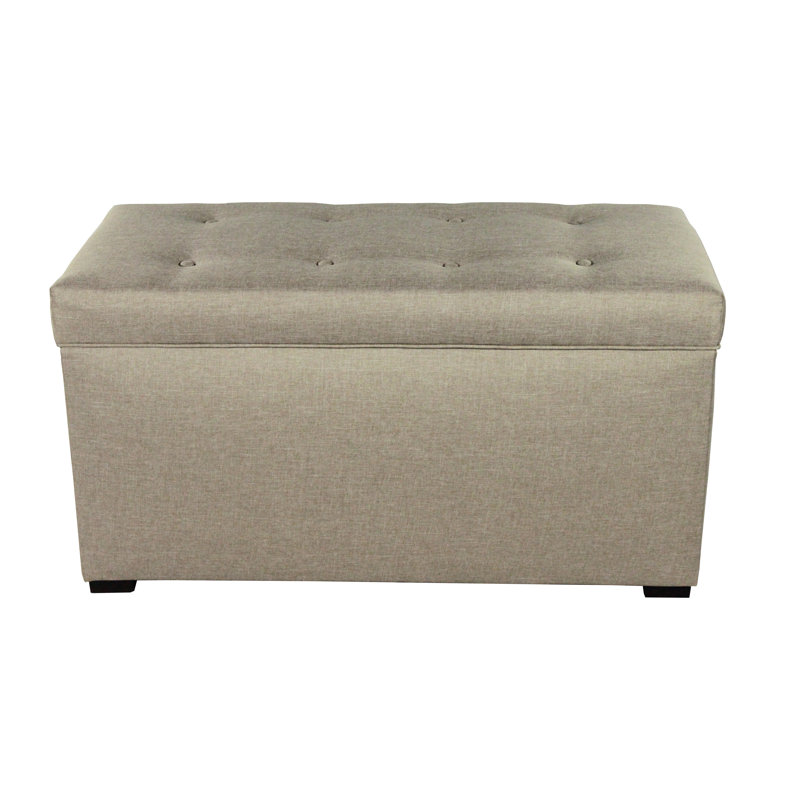 Woodside Polyester Upholstered Storage Bench, Khaki