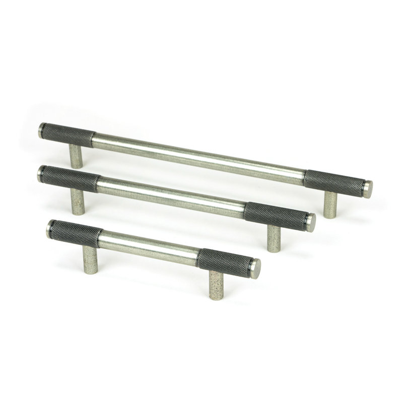 Polished Nickel Half Brompton Pull Handle - Large, 9.6 cm, Pewter Patina