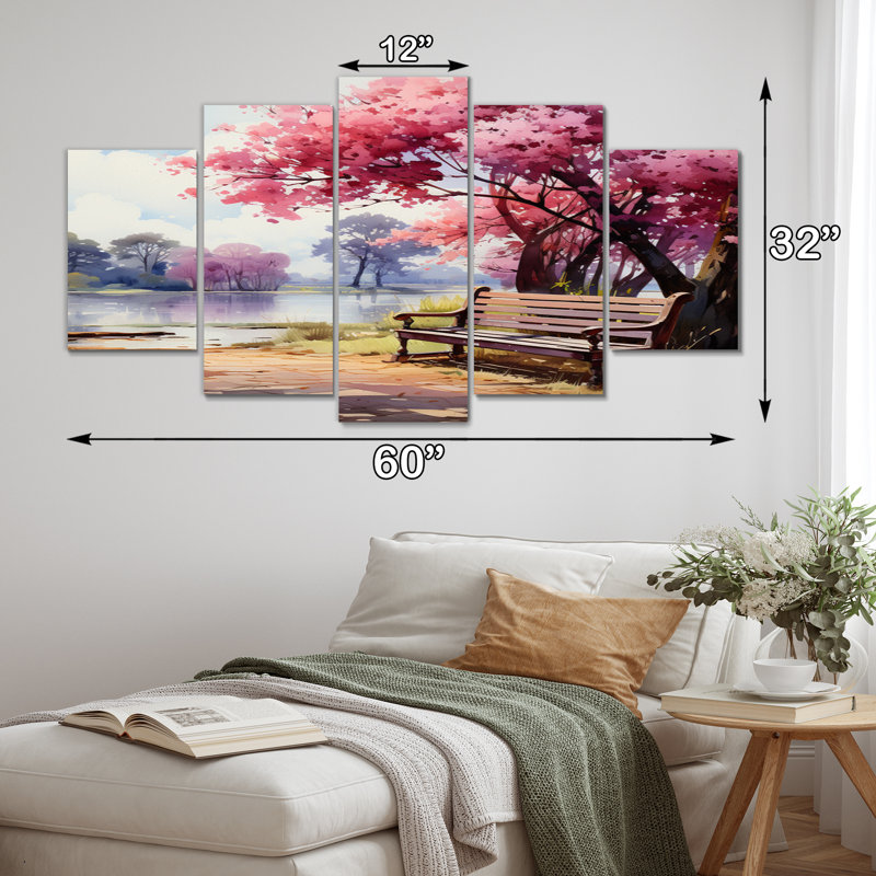 «Meadow Rose Petal Path», reproduction sur toile Meadow - 5 panneaux