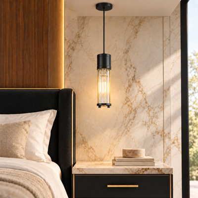 Luminaire suspendu en verre Modern Modern, finition laiton brossé, hauteur de suspension réglable, ampoule E12 incluse
