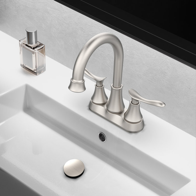 4-Inch Bathroom Faucet with 2-Handle with Pop-up Drain and Supply Hoses