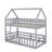 Twin Over Twin House Bunk Bed With Fence-265397677