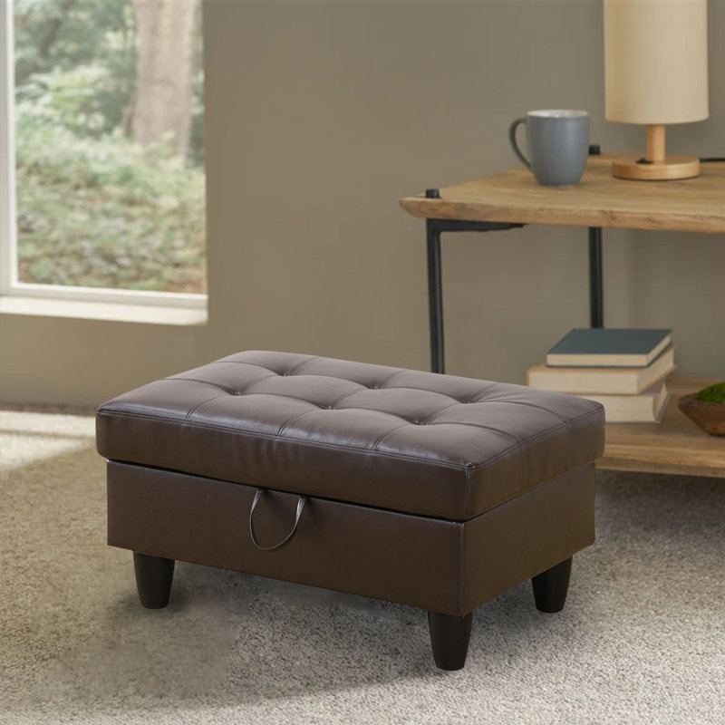 Faux Leather Upholstered Storage Bench, Brown