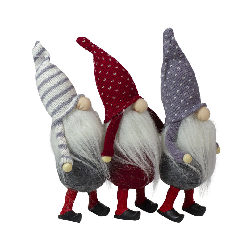 Ensemble de 3 décorations de Noël gnome debout 10 po