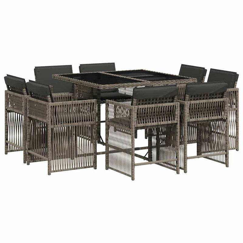 Patio Dining Set with, 73cm H x 110cm W x 106cm D, Grey, Grey