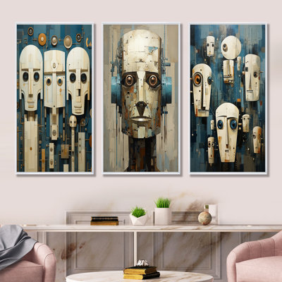 L'art de la robotique - ensemble de 3 impressions sur toile robot