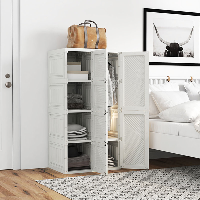 Porte-penderie portative avec 4 compartiments cubes