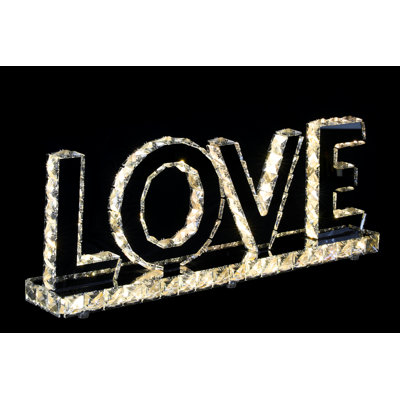 House of Hampton® Inc Crystal 24" Love Sign With Two Colors Led Table Decor