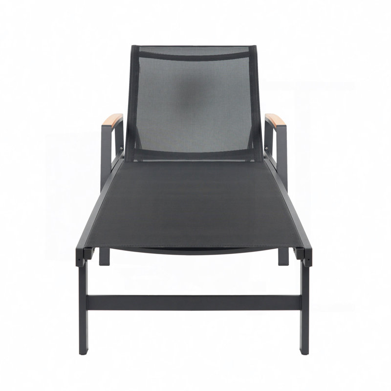 Yasmina Outdoor Metal Chaise Lounge Set, Black, 1