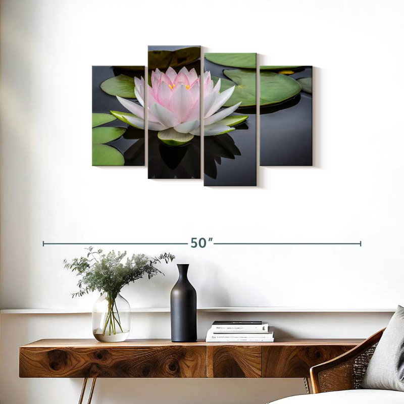 Lotus blanc rosé Harnek, H 22 po x l 36 po