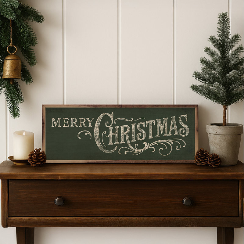 Joyeux Noël orné, Vert, H 5 po x l 8 po