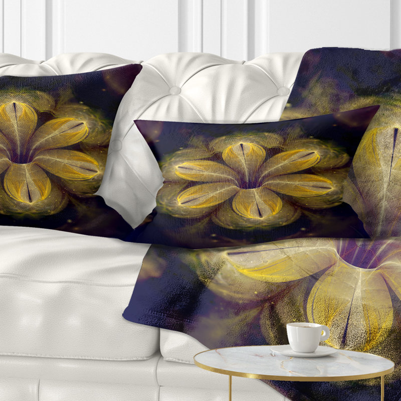Motif de fleur noir et jaune fractal - imprimé abstrait