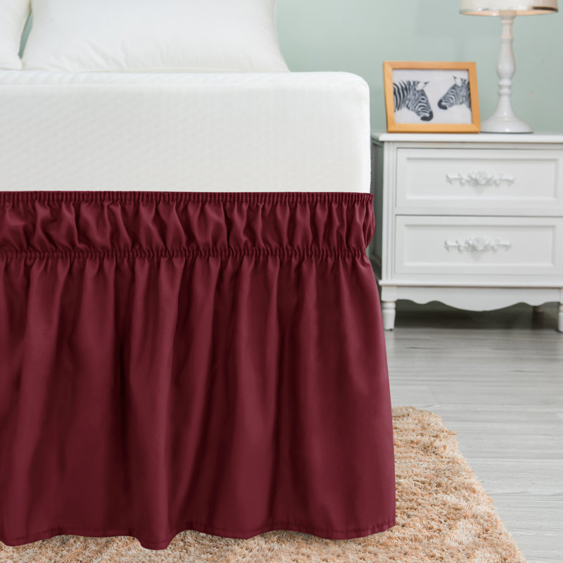 Pleated Wrap Around Bed Skirt, Queen, Wine