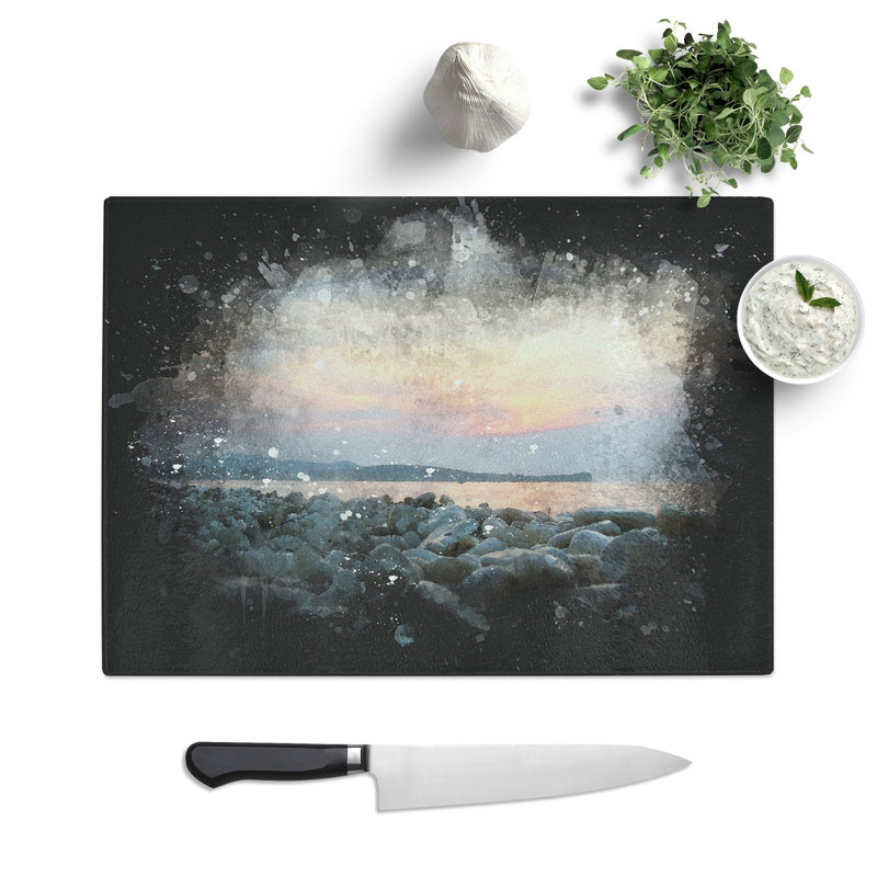 A Pebble Beach Paint Splash Chopping Board, 0.4cm H x 20cm W x 28.5cm L