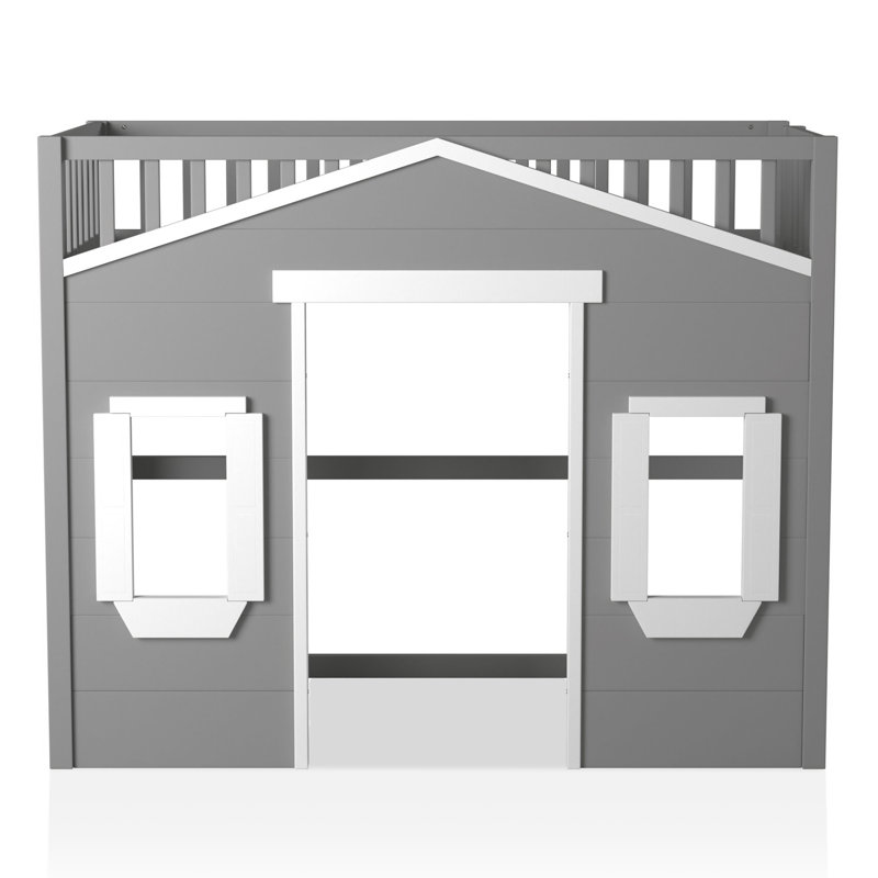 Lit mezzanine Westra, Gris et blanc, Full