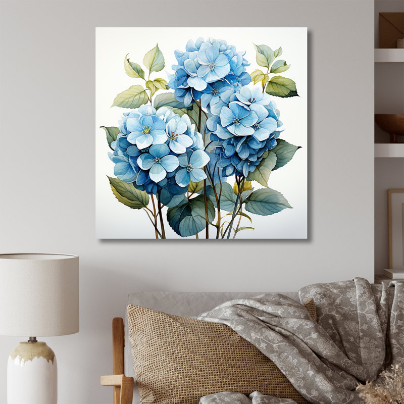 Hortensia bleue fleur élégante II - hydrangées, art mural, Cadre flottant noir, H 30 po x l 30 po x P 1,5 po