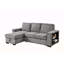 Canapé modulaire moderne en L avec lit escamotable, rangement, port USB et porte-gobelet - gris foncé-1437445270
