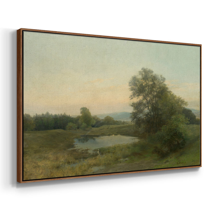 Paysage rétro - DCLVI, toile tendue avec châssis encadré, Noyer, H 17 po x l 25 po x P 2 po