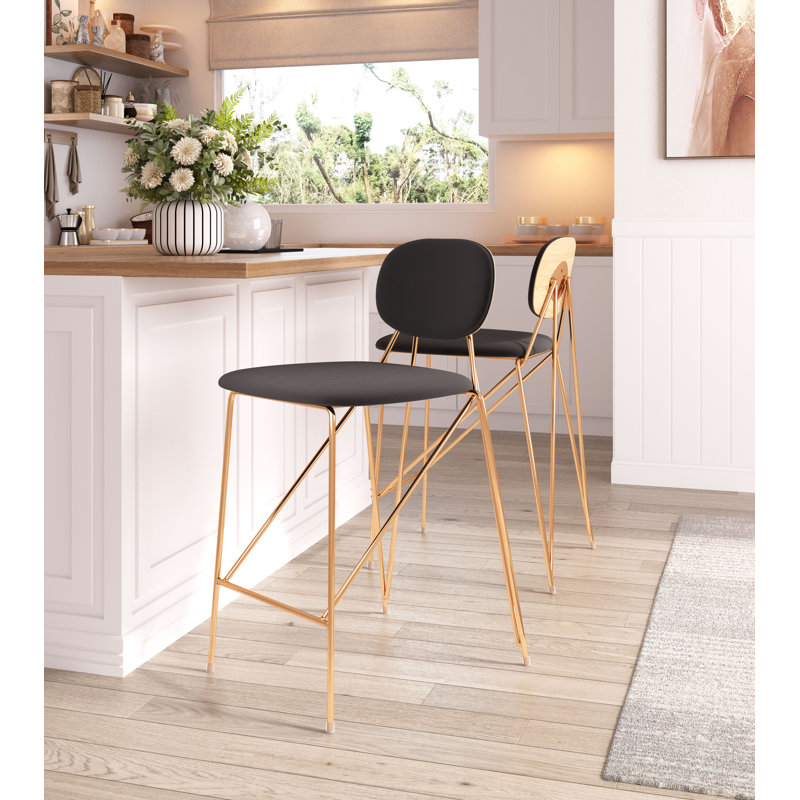 Upholstered Counter Stool with Steel Frame