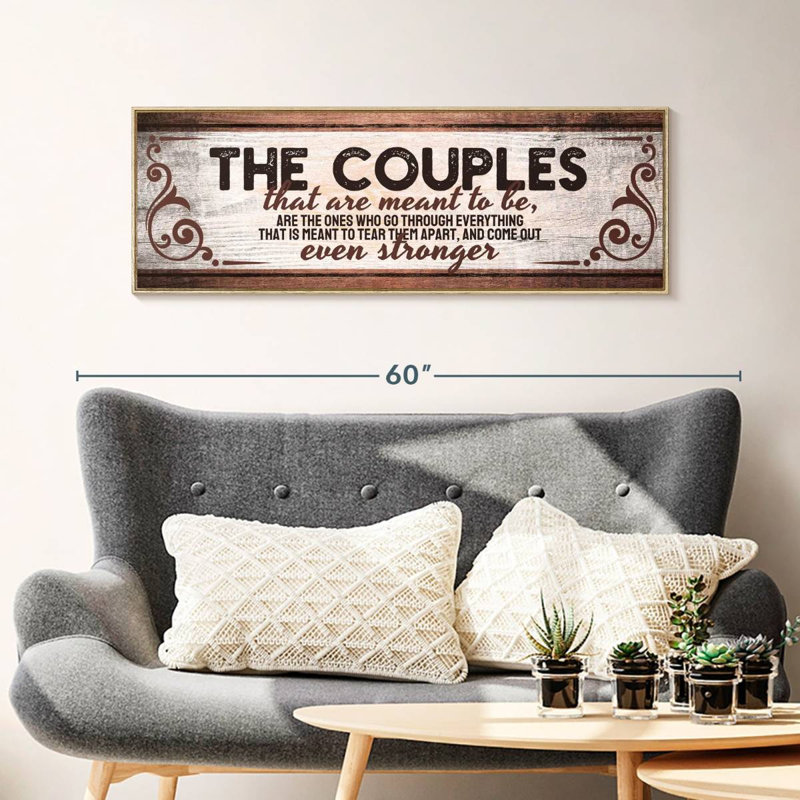 Plaque murale The The Couples, Cadre flottant en bois naturel, 43 po x 15 po