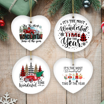 Javonta 4 Piece the Most Wonderful Time of the Year Christmas Hanging Figurine Ornament Set