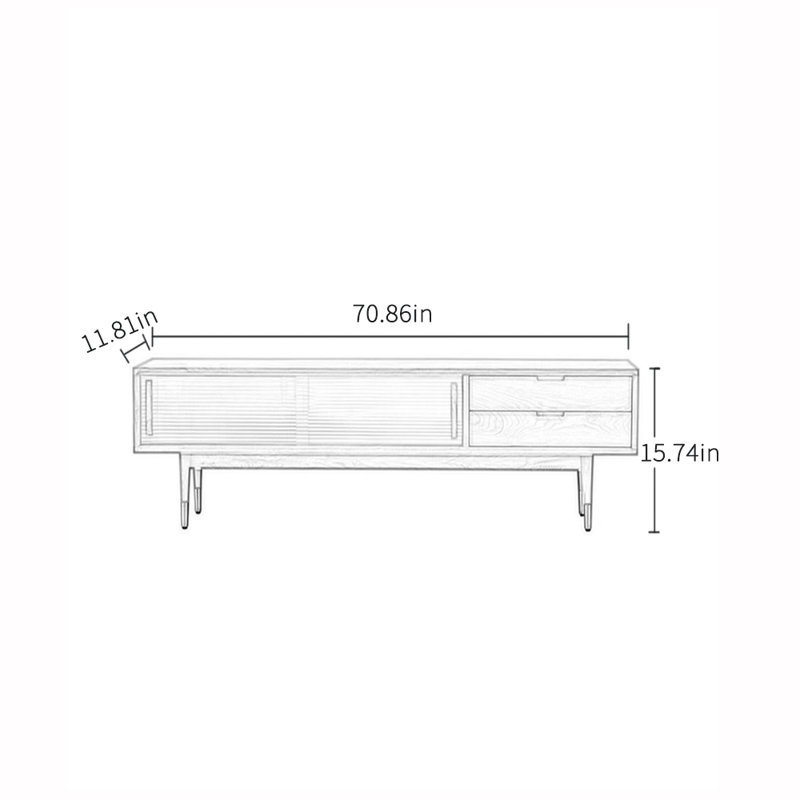 Meuble télé simple en bois massif de style rétro, Burlywood, 70.86"