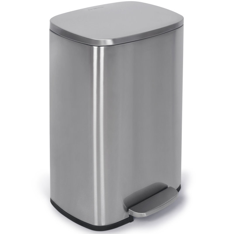 Stainless Steel Step On Kitchen Rubbish Bin, Silver