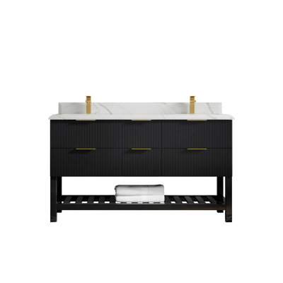60'' Double Bathroom Vanity with Quartz Top