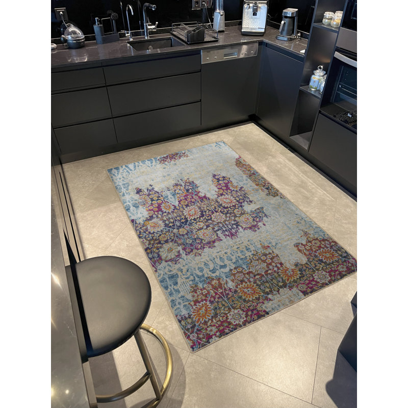 Multi-Colored Abstract Design Floral Patterned Creative Modern Decorative Rug, Rectangle 3'11.24" x 5'10.87"