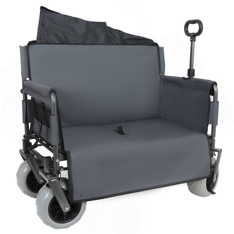 Chariot pliable 3-en-1 avec siège de banc et protection anti-brevet - Comprend 1 sac de glace, un chariot utilitaire robuste de 500 lb, des roues tout-terrain d'une capacité de 180 l pour le camping, la plage, les sports, le jardin et le gris