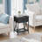 Industrial Black Nightstand with Charging Station, Rustic Bedside Table-375396293-377009667