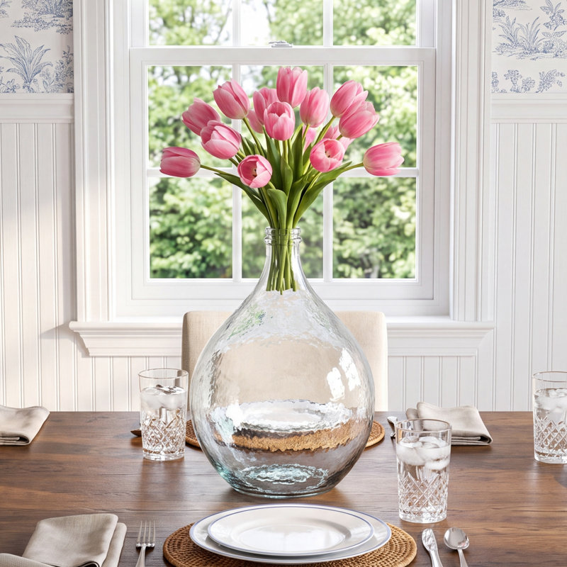 Harissa Handmade Glass Table Vase, Clear