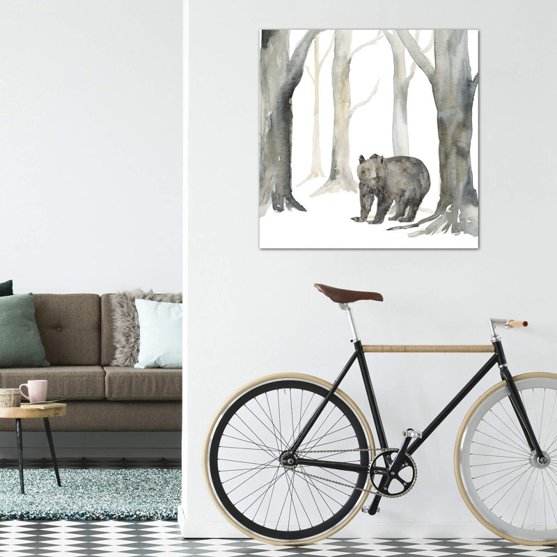 «Winter Forest Bear» par Tara Reed - reproduction imprimée, Toile tendue, Pas de tapis, H 26 po x l 26 po x P 1,5 po