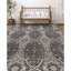 Wool Damask Area Rug in Charcoal/Ivory