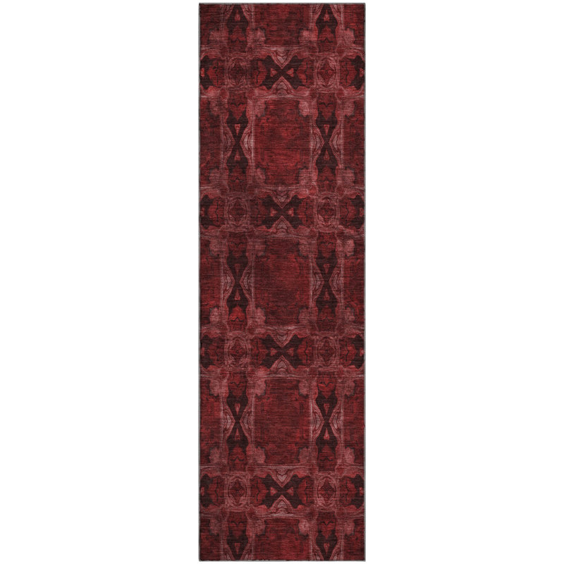 Cerrito AMF564 Premium Burgundy Area Rug, Tapis de couloir 2 pi 3 po x 7 pi 6 po