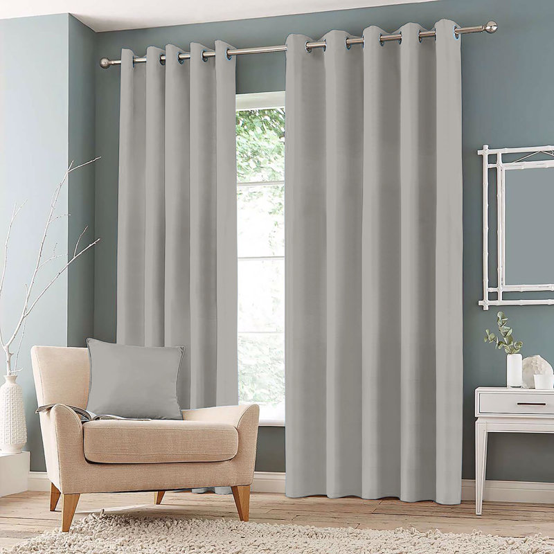 Granados Room Darkening Curtain Pair, Width 167 x Drop 137 cm, Silver Grey