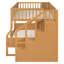 Lit superposé double au-dessus de grand lit PlayNest avec glissière et escalier de rangement pour enfants-134494032