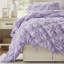 Très grand édredon floral mauve avec accents de cravate et broderie décontractée, confort en nuage, utilisation en toutes saisons, lavable à la machine 3 pièces, franges élastiques, douceur, confort,-127237863-127237868