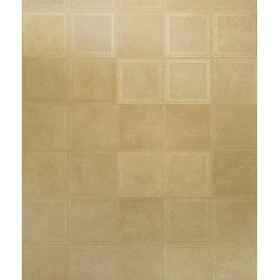 Wallpaper Yellow Gold Metallic Textured Modern Faux Cow Animal Wool Square Tiles
