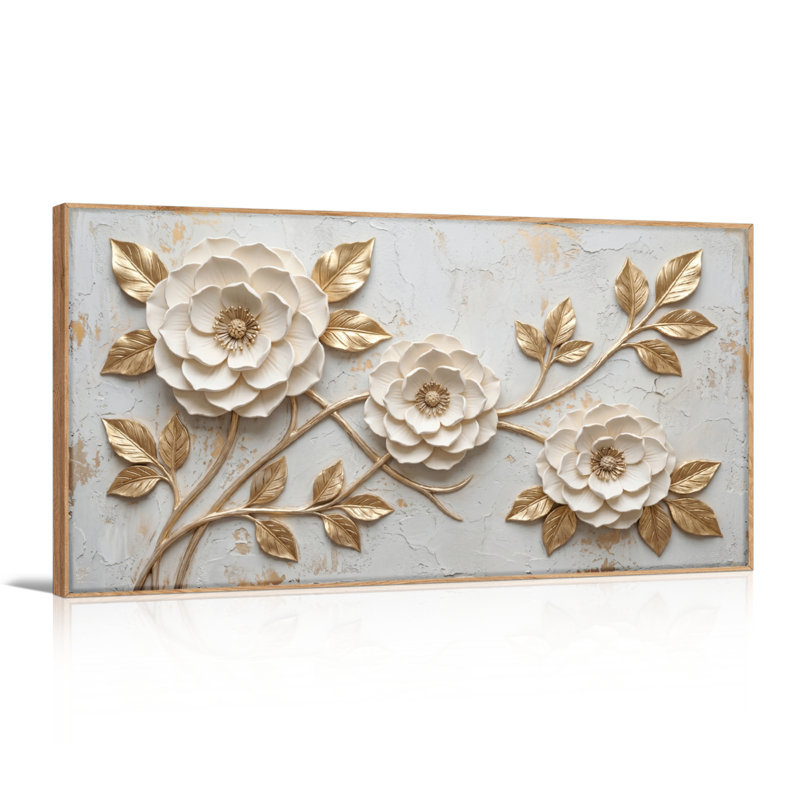 Art floral, art mural sur toile, ensemble de 1, L 40 po x H 20 po, Naturel