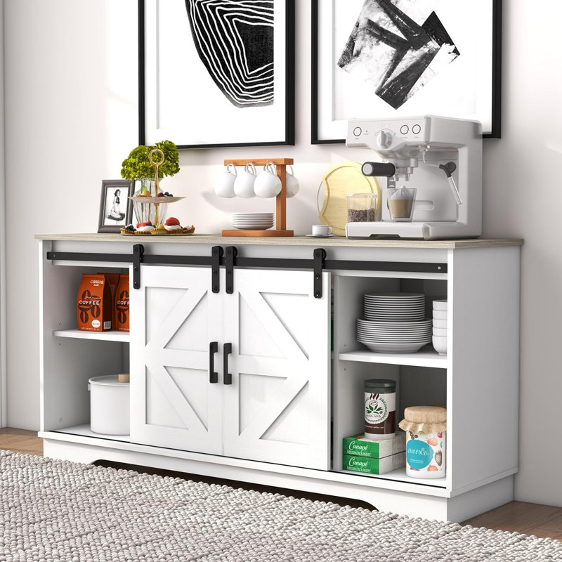 Sideboard, White cabinet+gray desktop