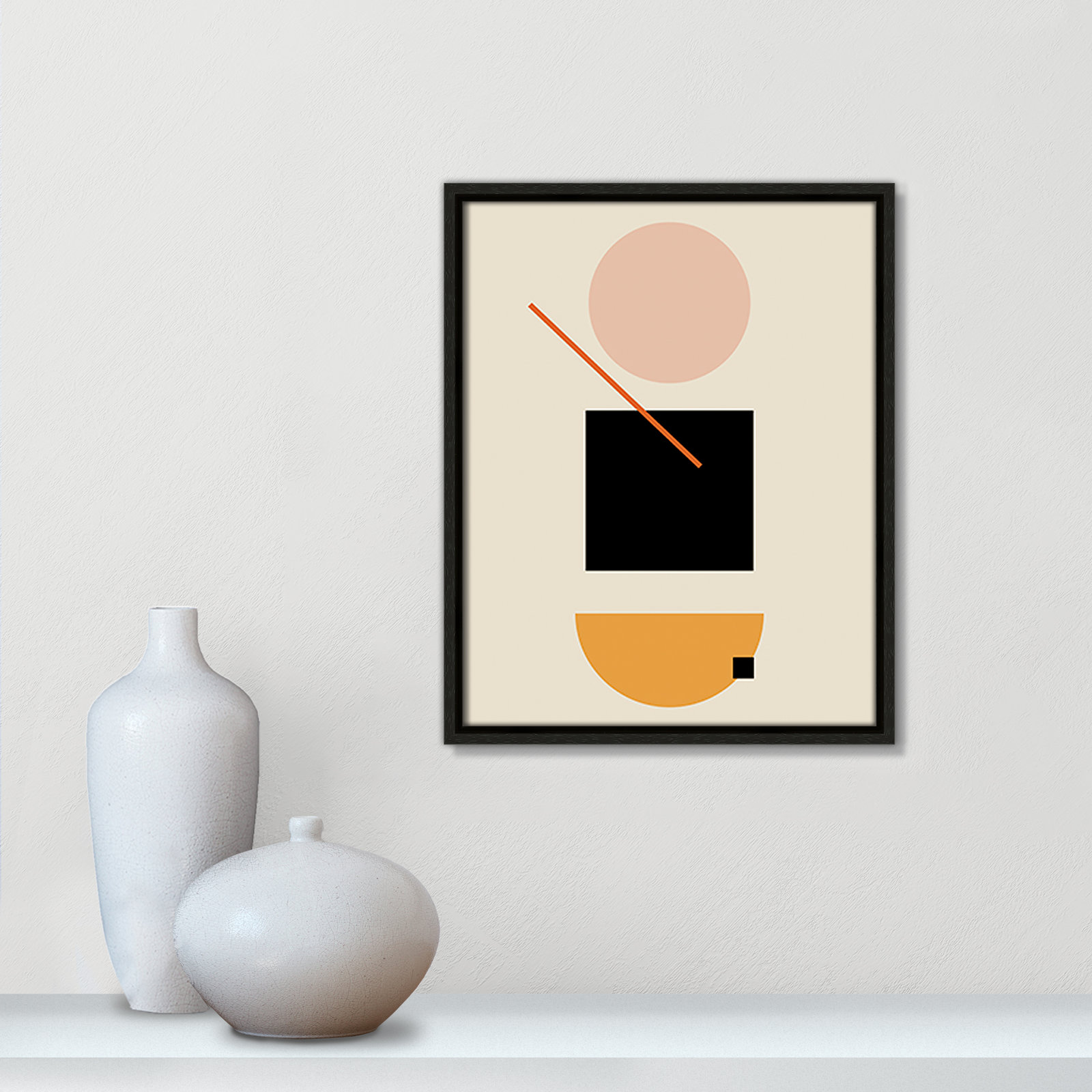 Simple Shapes Print, Espresso Framed, 15.5" H x 12.5" W x 2" D