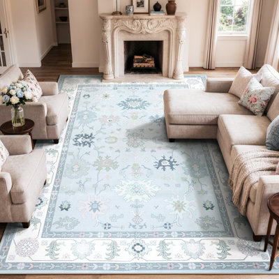 Guilhermina Washable Oushak Runner, Non Slip Area Rug for Bedroom, Floral Boho Runners Vintage Mat