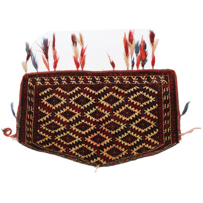 Tapis unique rouille / ivoire / bleu / rouge de 2 pi 5 po x 3 pi 10 po Asmalyk