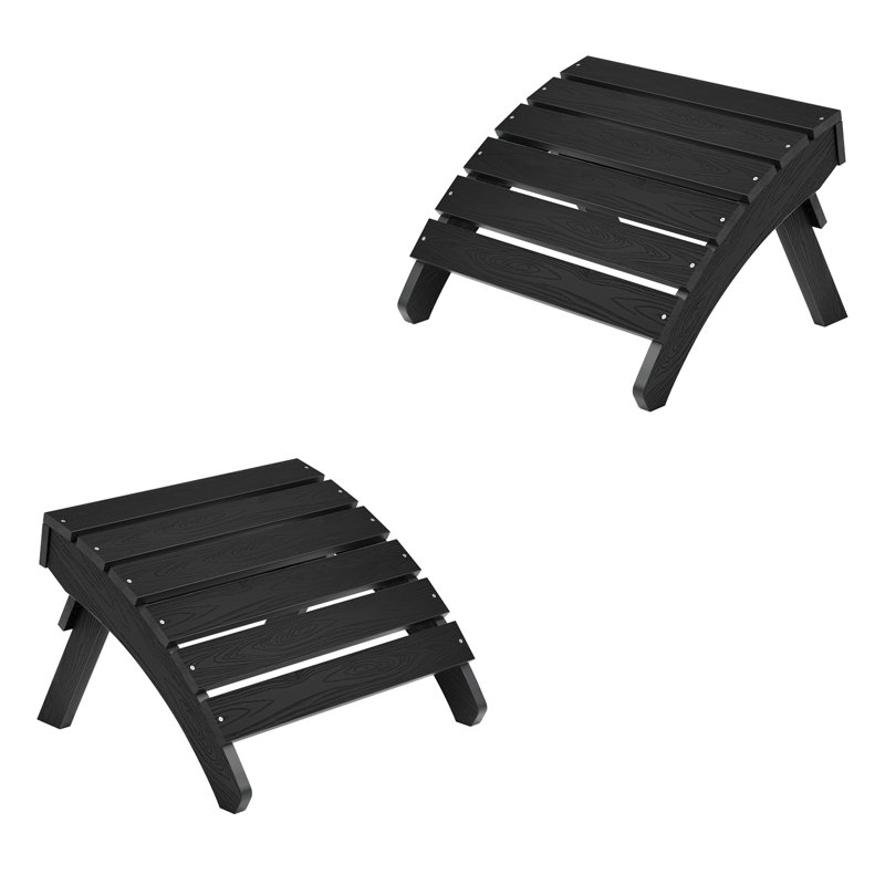 Repose-pieds extérieur pliable en plastique toutes saisons Adirondack (deux ensembles), Noir, noir, noir, noir