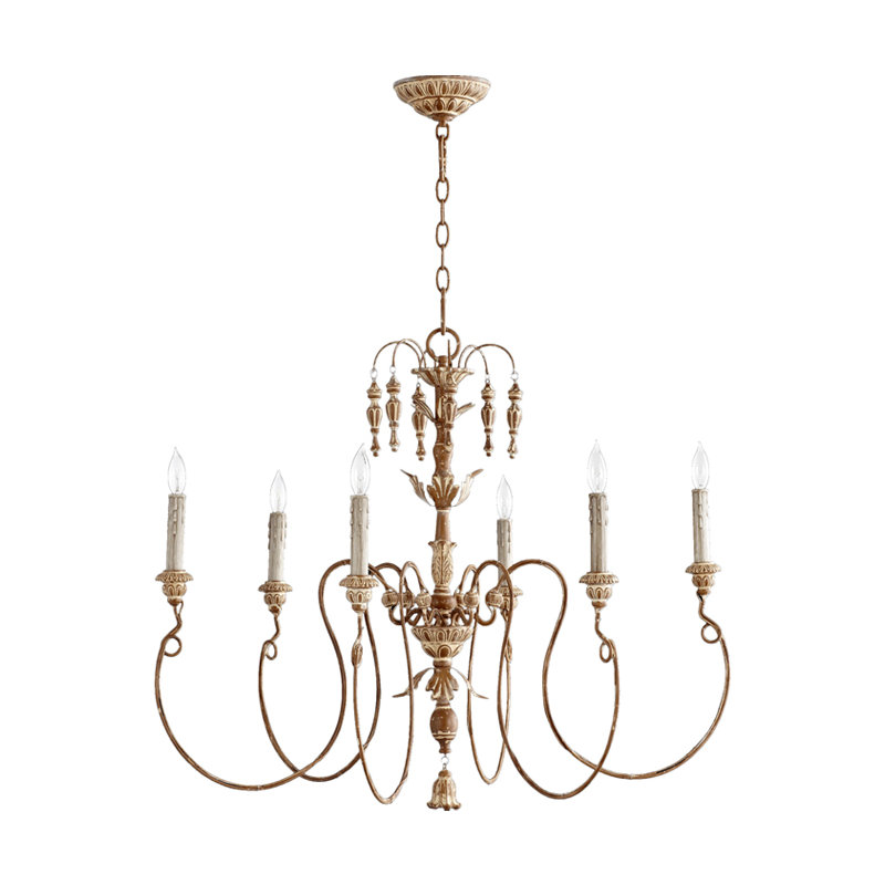 Lustre traditionnel 6 lumières Salento, Ocre français