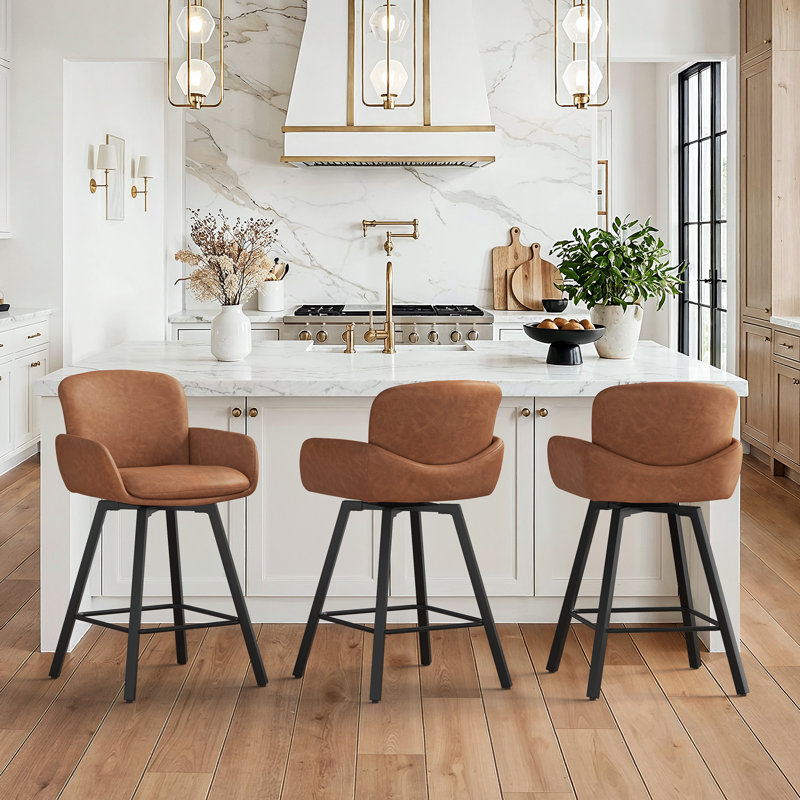Tabouret de bar Nicola , Nouveau brun / similicuir